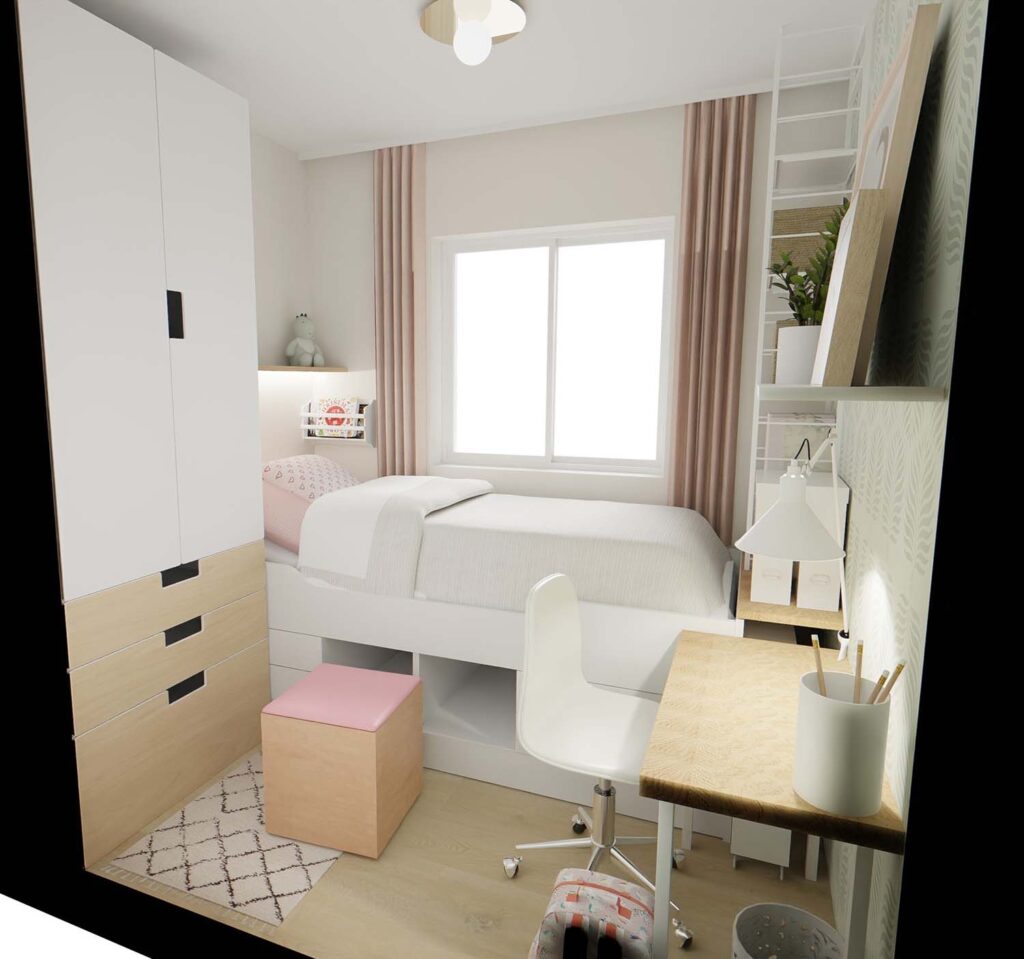 Seitliche Ansicht 4 m² Kinderzimmer