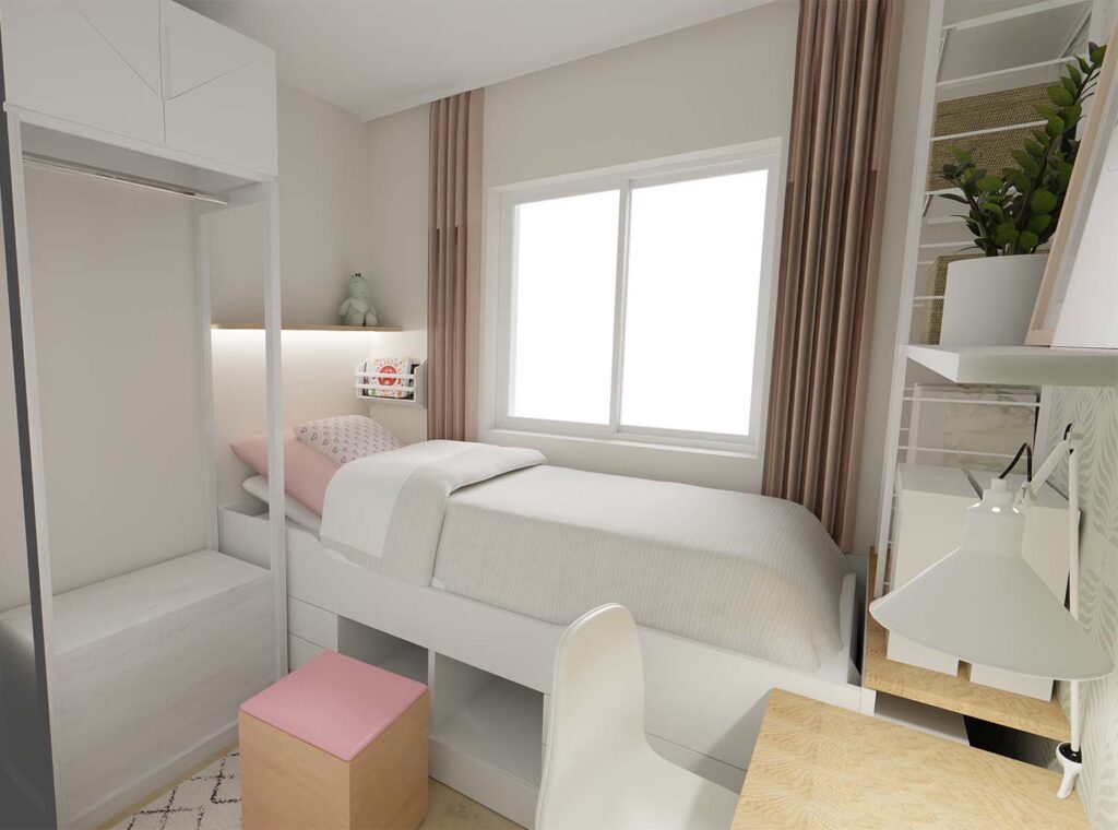 Offene Schranklösung im 4 m² Kinderzimmer